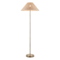 Endon Arlo Floor Lamp in Antique Brass with 52cm Natural Rattan Shade