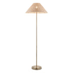 Endon Arlo Floor Lamp in Antique Brass with 52cm Natural Rattan Shade