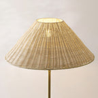 Endon Arlo Floor Lamp in Antique Brass with 52cm Natural Rattan Shade