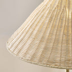 Endon Arlo Floor Lamp in Antique Brass with 52cm Natural Rattan Shade
