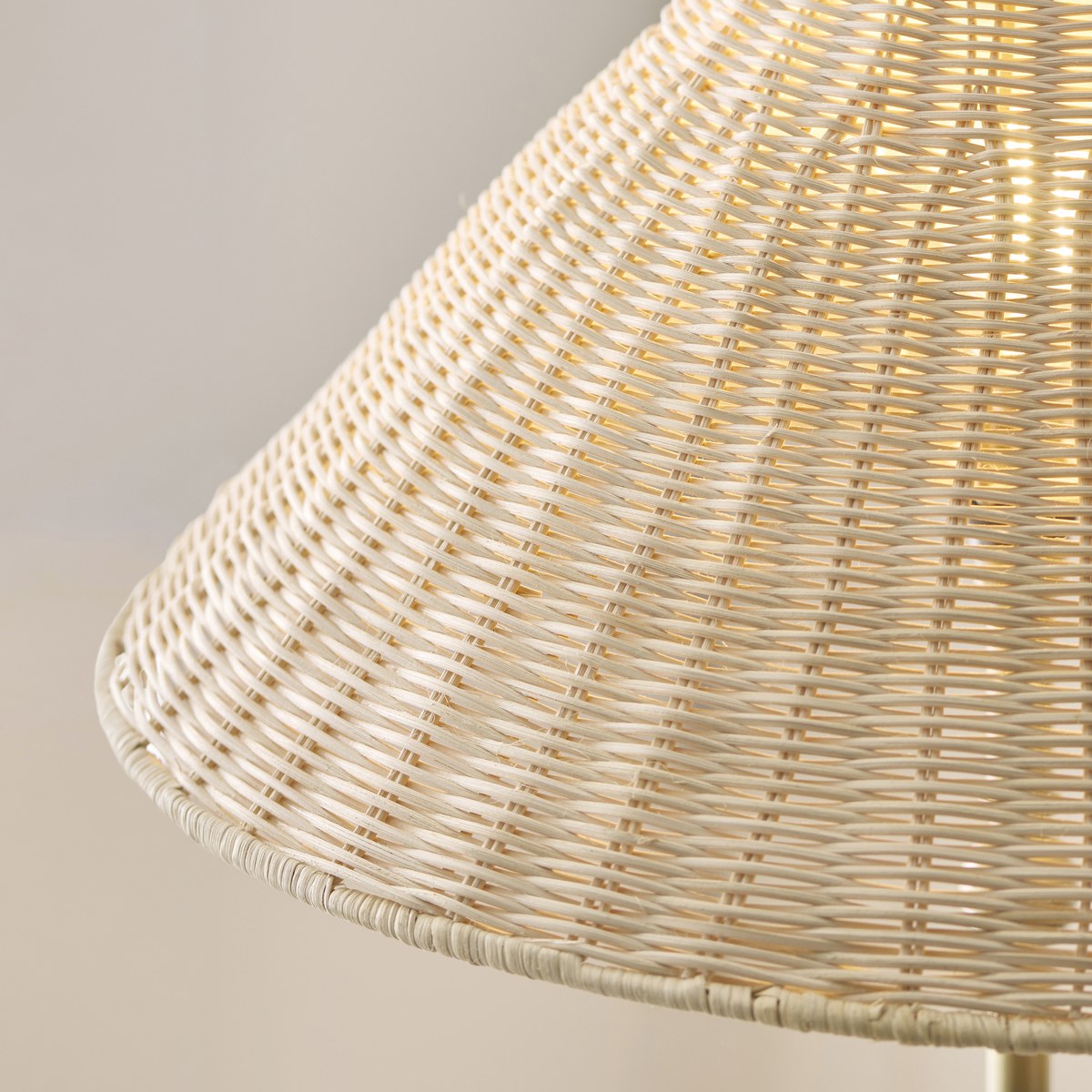 Endon Arlo Floor Lamp in Antique Brass with 52cm Natural Rattan Shade