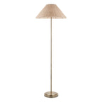 Endon Arlo Floor Lamp in Antique Brass with 52cm Natural Rattan Shade