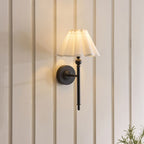Endon Sylvie Wall Light in Matt Black with Vintage White Cotton Shade