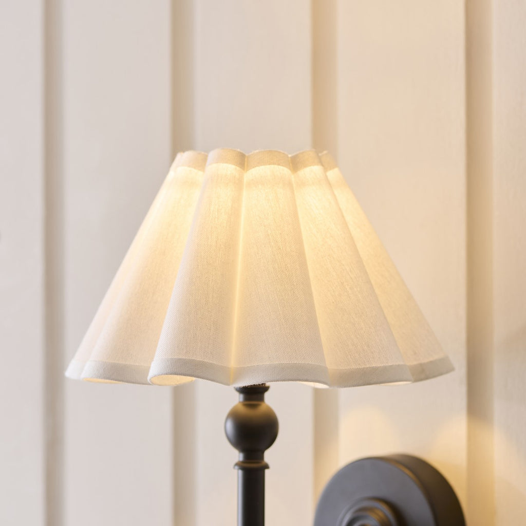 Endon Sylvie Wall Light in Matt Black with Vintage White Cotton Shade