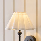 Endon Sylvie Wall Light in Matt Black with Vintage White Cotton Shade
