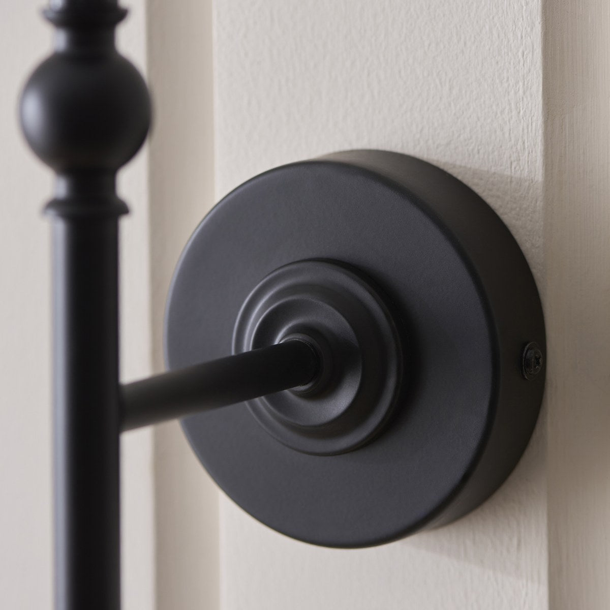 Endon Sylvie Wall Light in Matt Black with Vintage White Cotton Shade