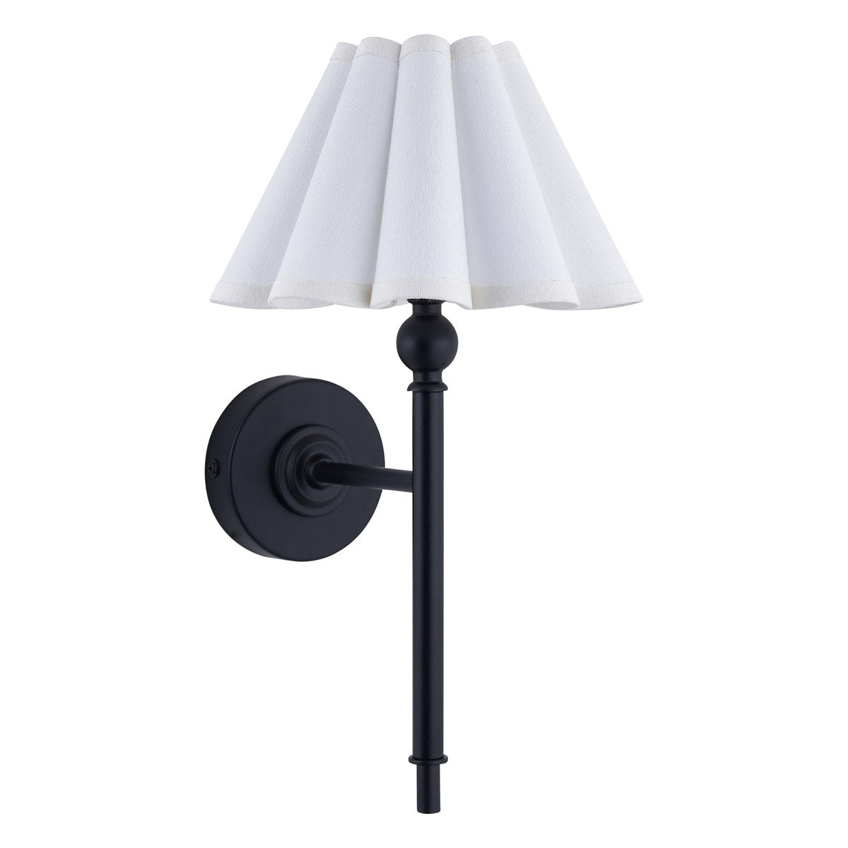 Endon Sylvie Wall Light in Matt Black with Vintage White Cotton Shade