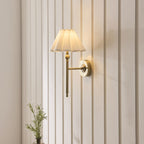 Endon Sylvie Wall Light in Antique Brass with Vintage White Cotton Shade