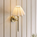 Endon Sylvie Wall Light in Antique Brass with Vintage White Cotton Shade