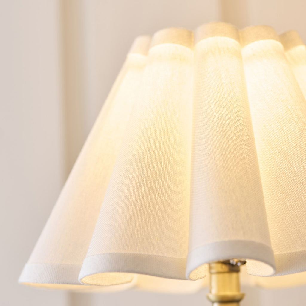 Endon Sylvie Wall Light in Antique Brass with Vintage White Cotton Shade