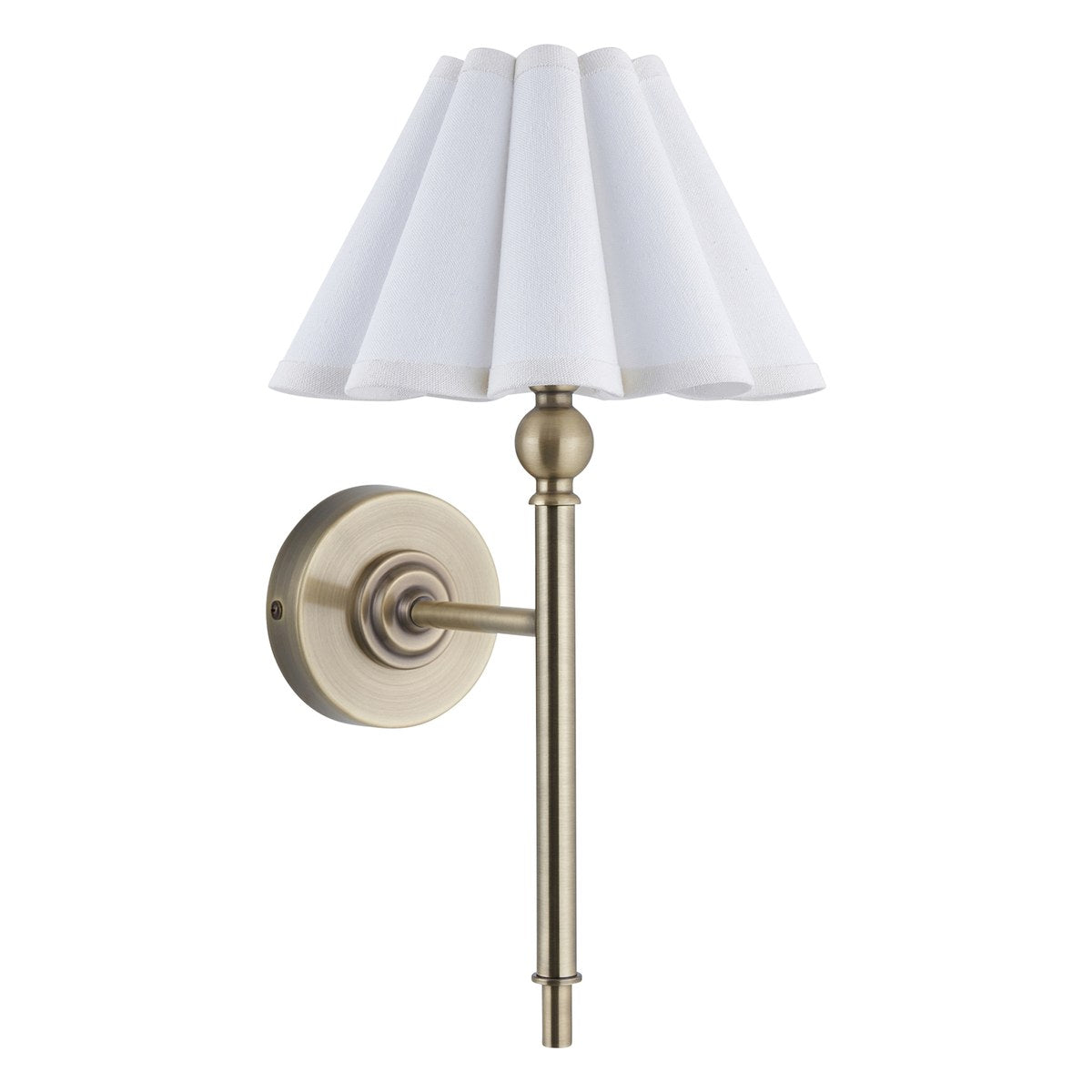 Endon Sylvie Wall Light in Antique Brass with Vintage White Cotton Shade