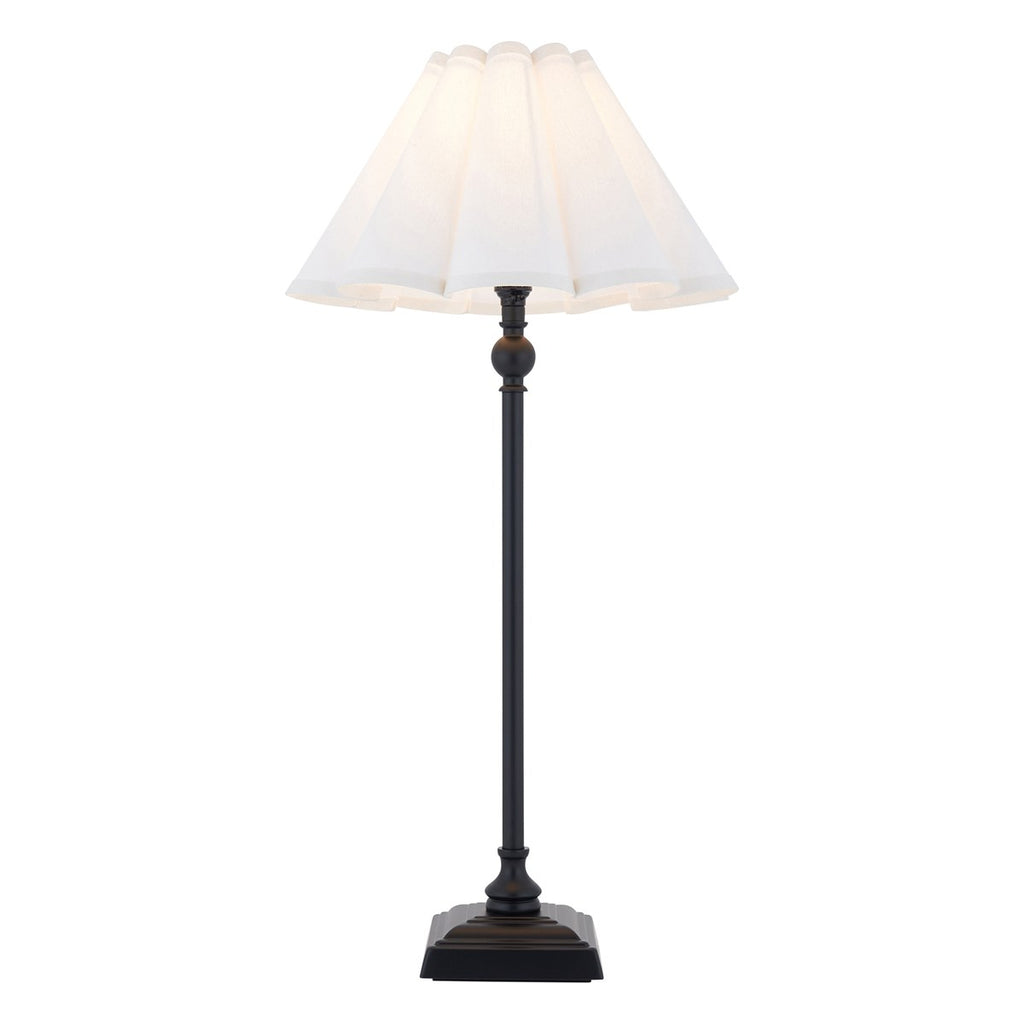 Endon Sylvie Table Lamp in Matt Black with Vintage White Cotton Shade