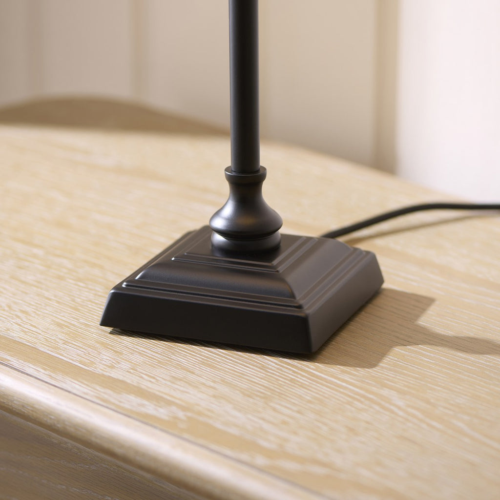Endon Sylvie Table Lamp in Matt Black with Vintage White Cotton Shade