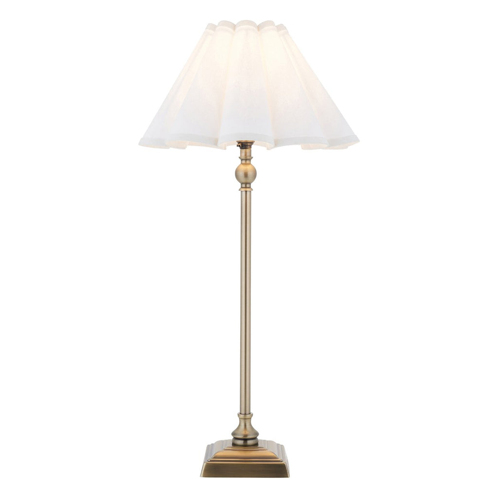 Endon Sylvie Table Lamp in Antique Brass with Vintage White Cotton Shade