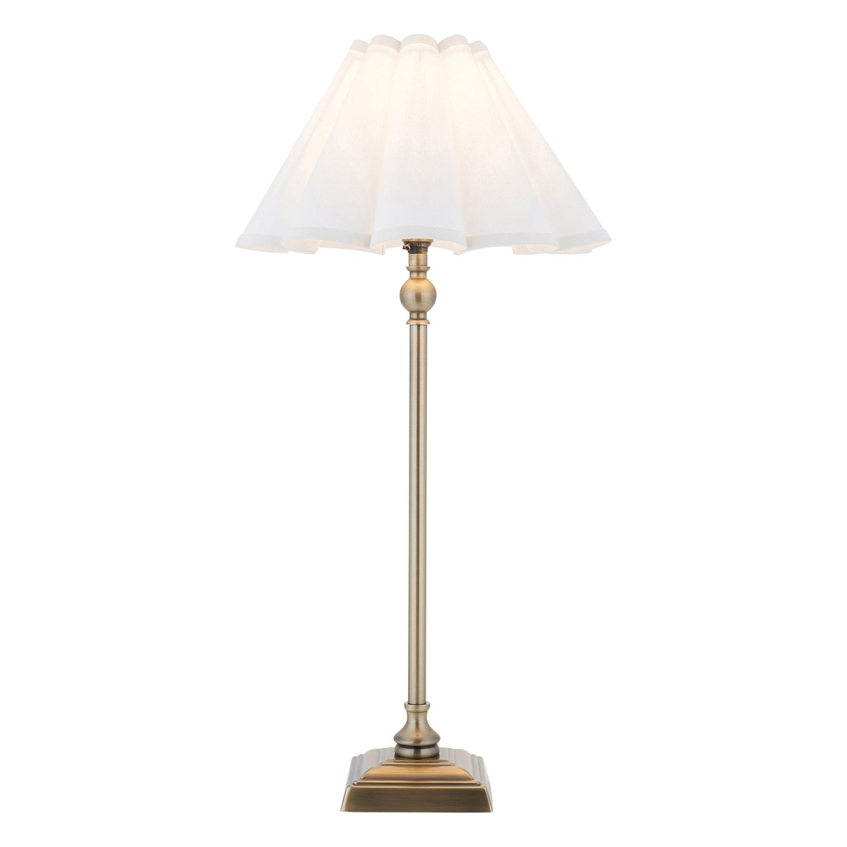 Endon Sylvie Table Lamp in Antique Brass with Vintage White Cotton Shade