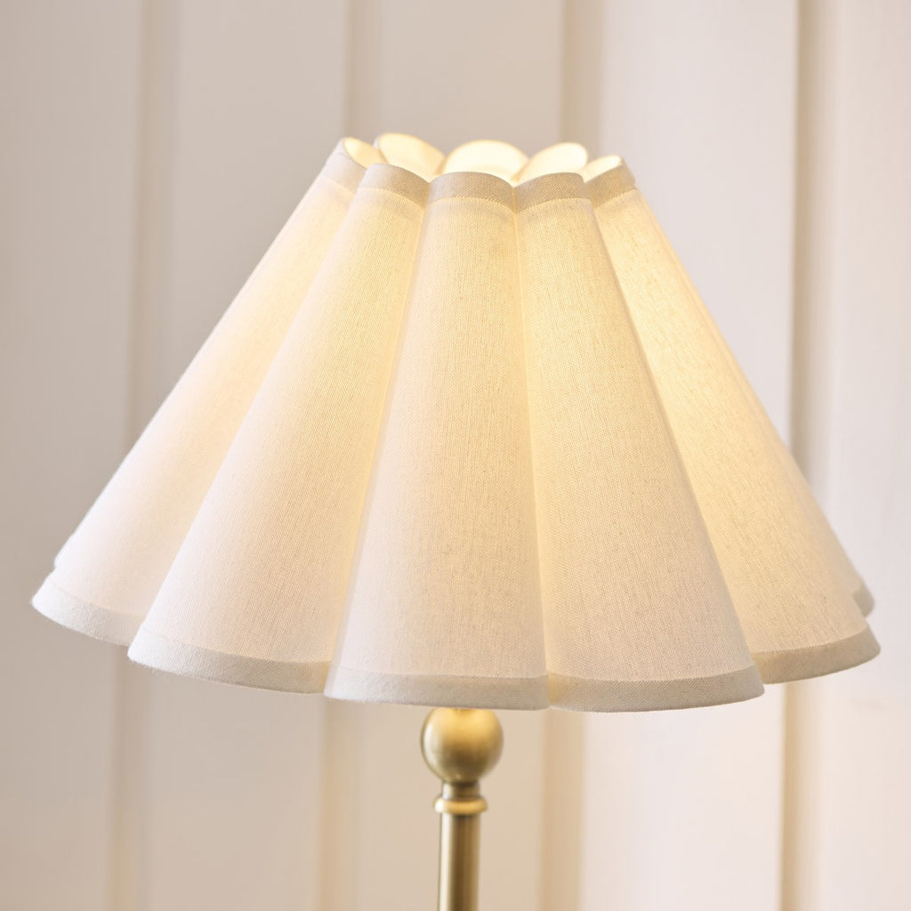 Endon Sylvie Table Lamp in Antique Brass with Vintage White Cotton Shade