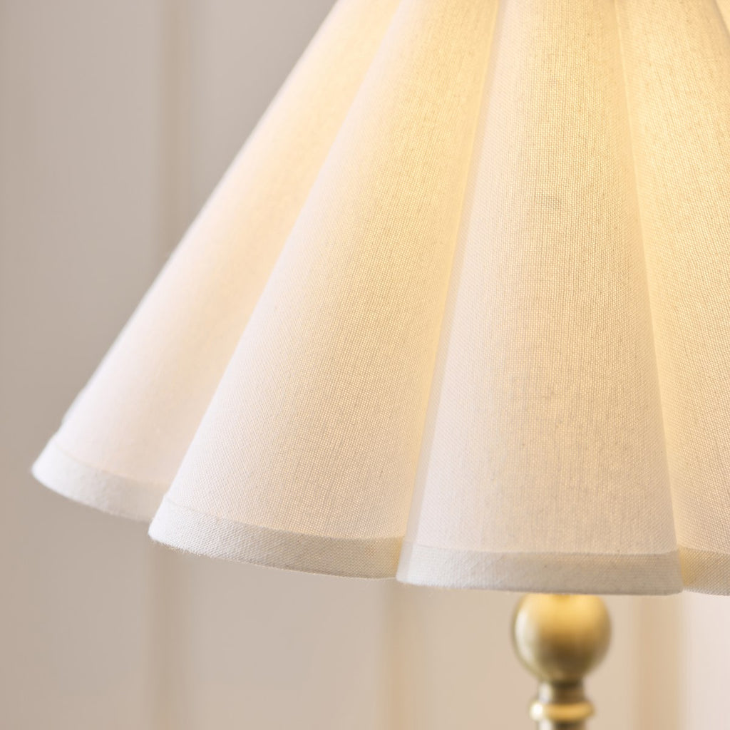 Endon Sylvie Table Lamp in Antique Brass with Vintage White Cotton Shade