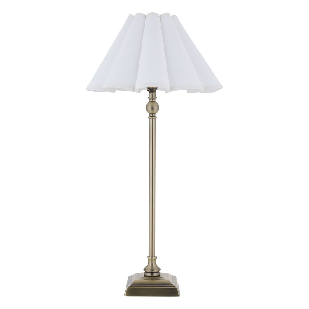 Endon Sylvie Table Lamp in Antique Brass with Vintage White Cotton Shade