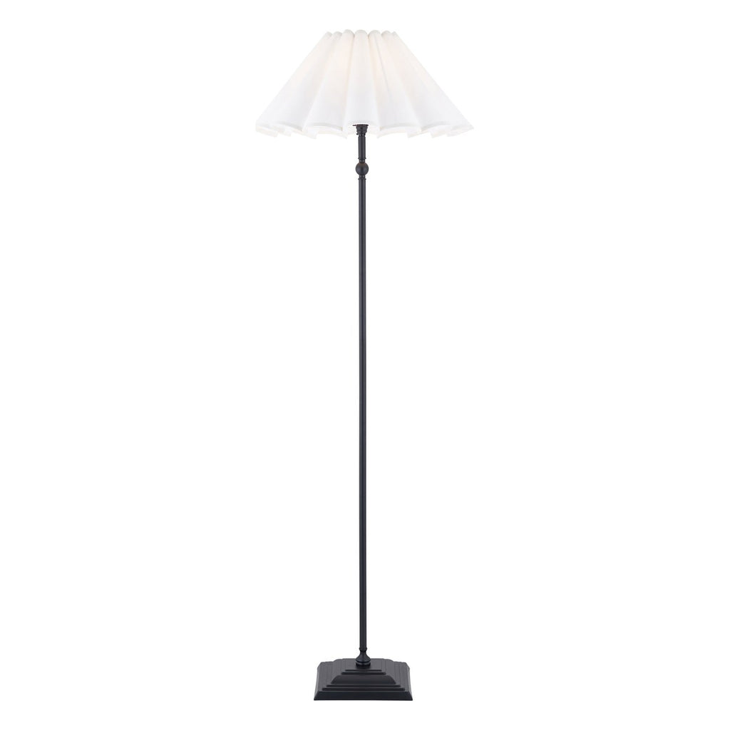 Endon Sylvie Floor Lamp in Matt Black with Vintage White Cotton Shade