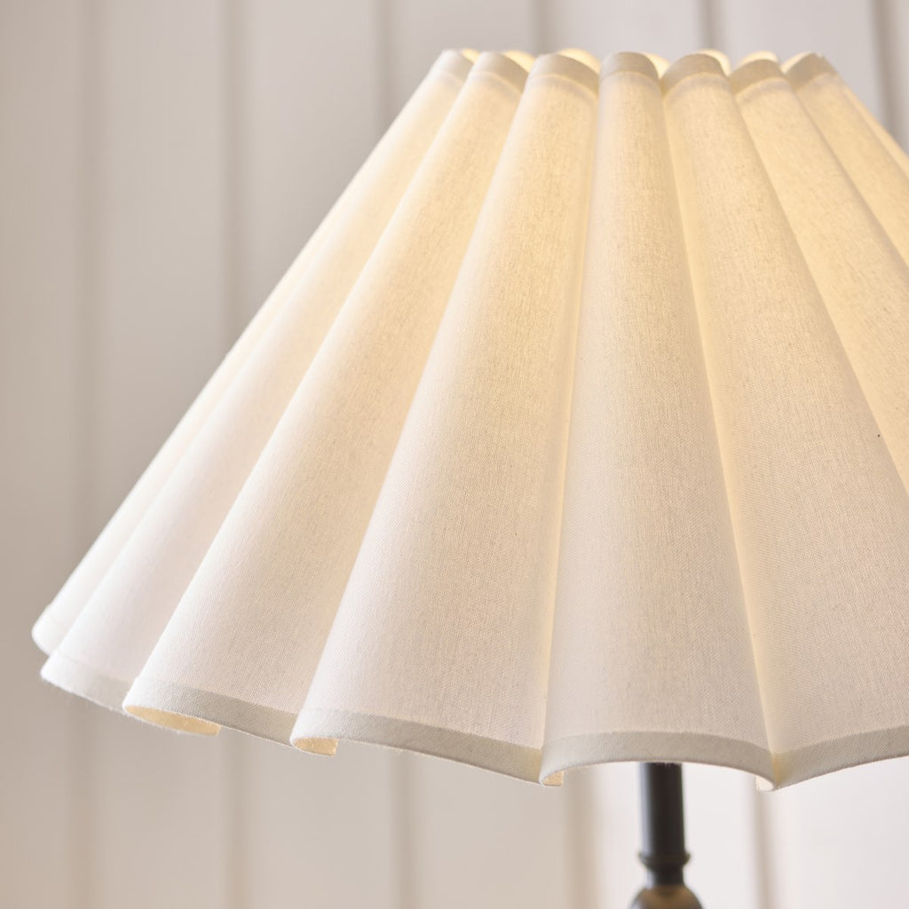 Endon Sylvie Floor Lamp in Matt Black with Vintage White Cotton Shade