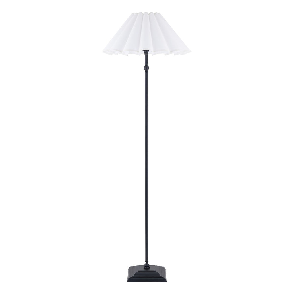 Endon Sylvie Floor Lamp in Matt Black with Vintage White Cotton Shade