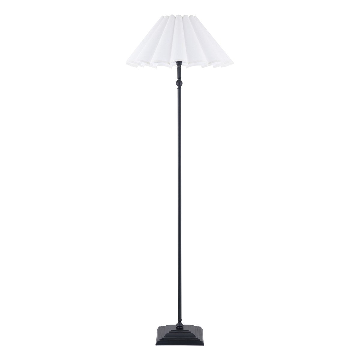Endon Sylvie Floor Lamp in Matt Black with Vintage White Cotton Shade