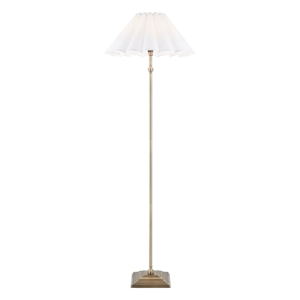Endon Sylvie Floor Lamp in Antique Brass with Vintage White Cotton Shade