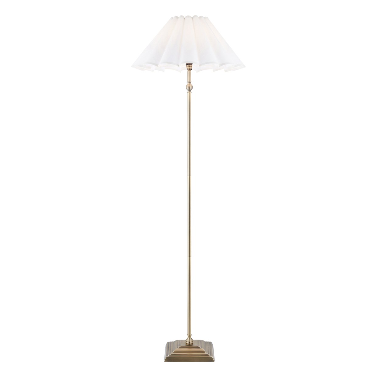Endon Sylvie Floor Lamp in Antique Brass with Vintage White Cotton Shade