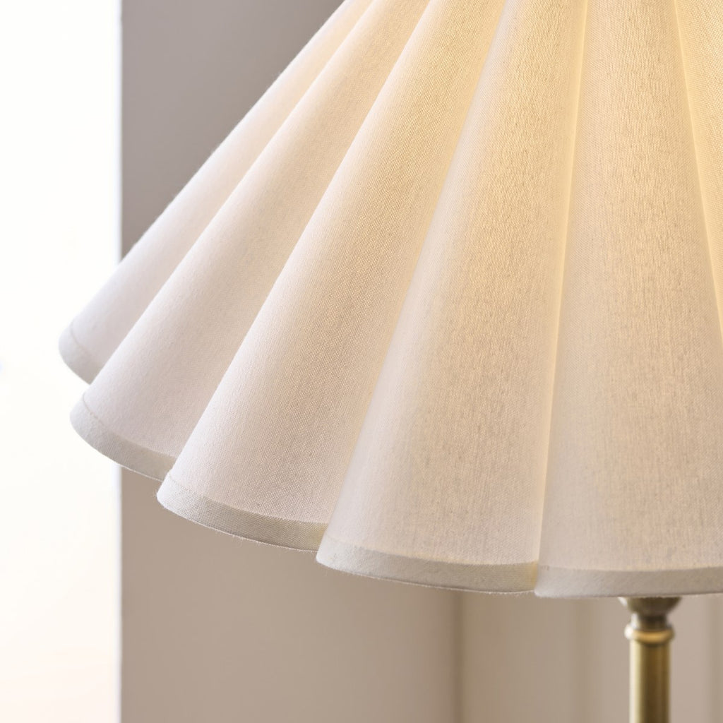 Endon Sylvie Floor Lamp in Antique Brass with Vintage White Cotton Shade