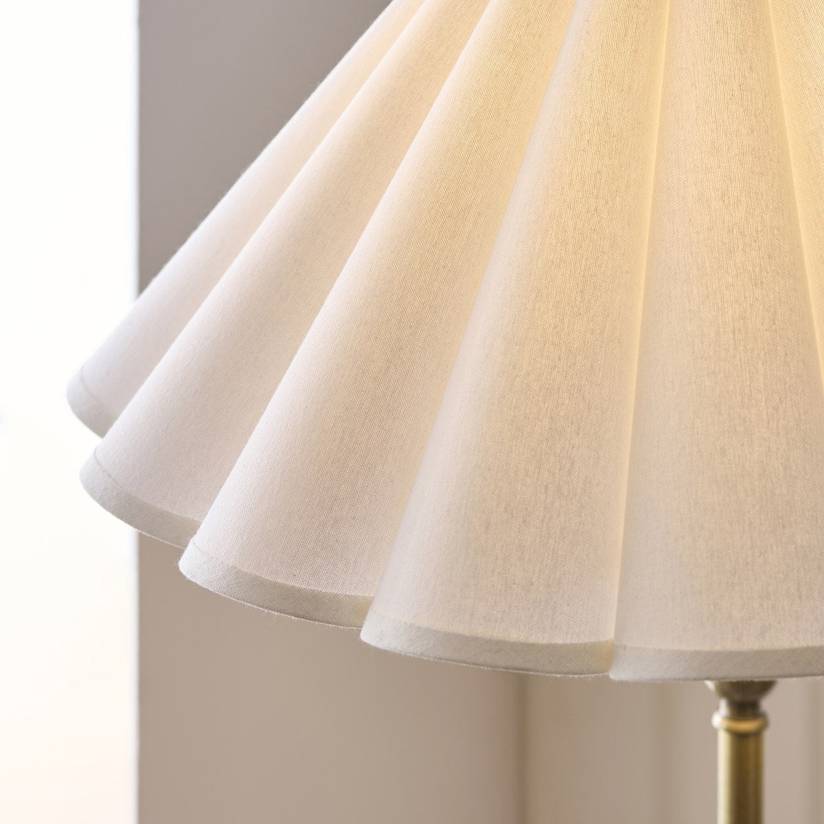 Endon Sylvie Floor Lamp in Antique Brass with Vintage White Cotton Shade