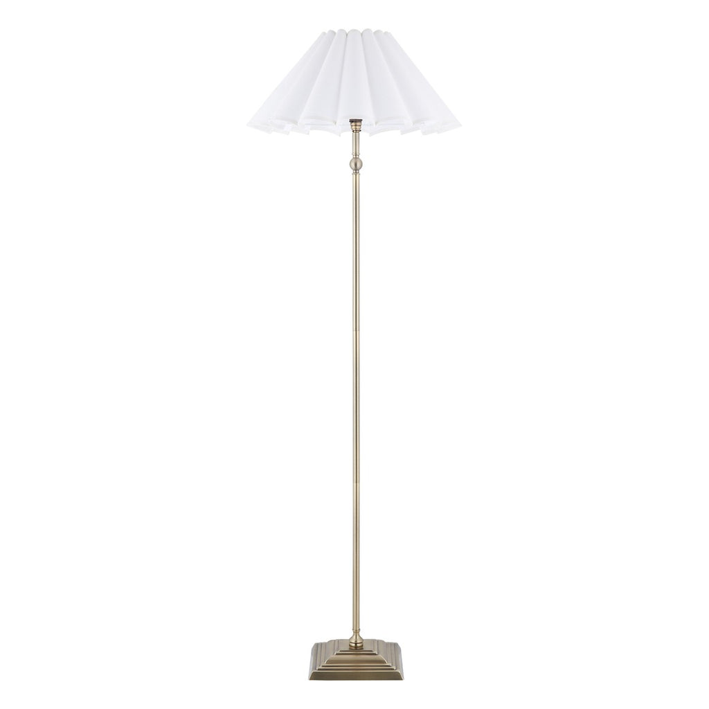Endon Sylvie Floor Lamp in Antique Brass with Vintage White Cotton Shade