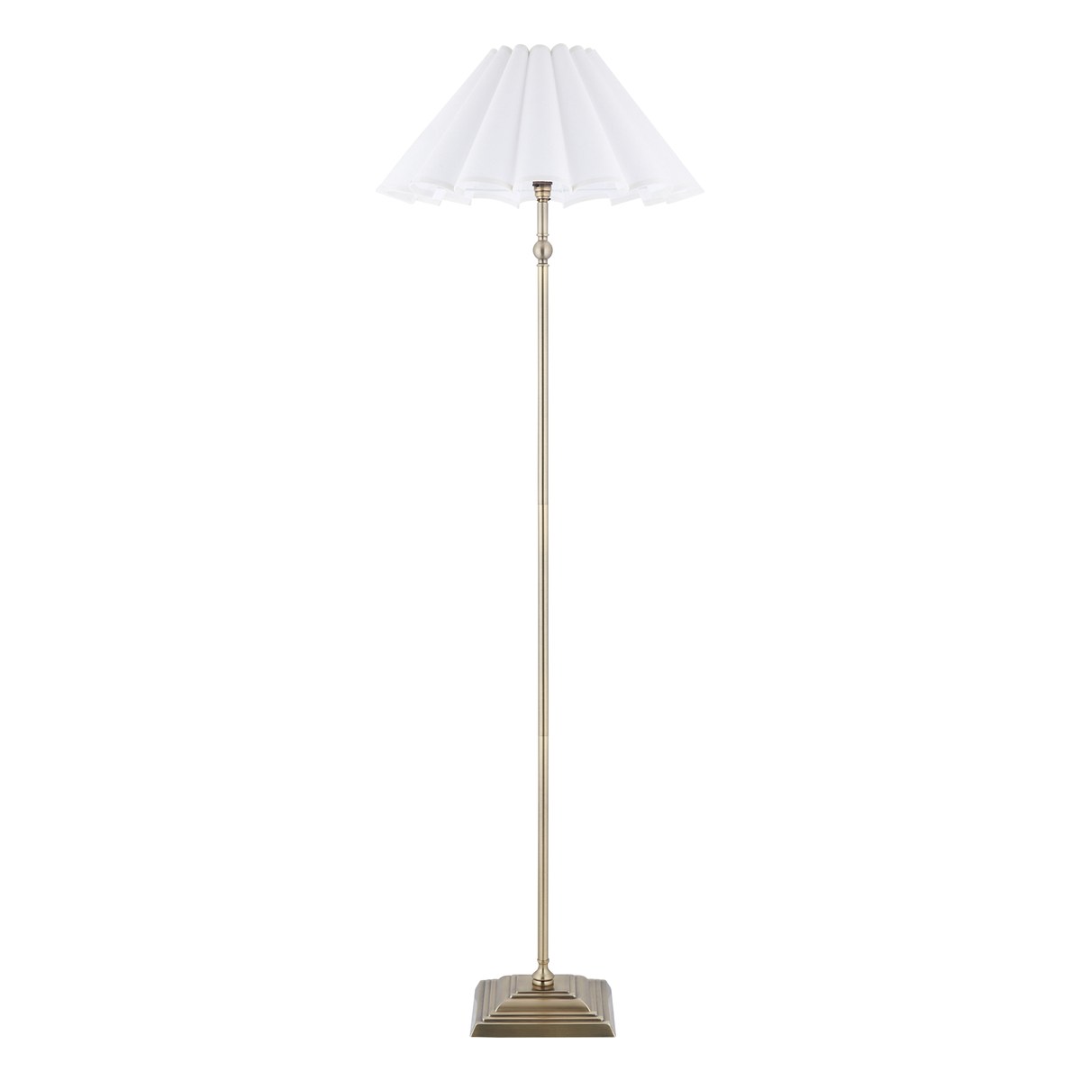 Endon Sylvie Floor Lamp in Antique Brass with Vintage White Cotton Shade