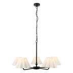 Endon Sylvie 5 Light Pendant Light in Matt Black with Vintage White Cotton Shades