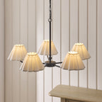 Endon Sylvie 5 Light Pendant Light in Matt Black with Vintage White Cotton Shades