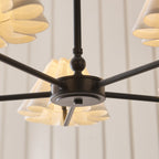Endon Sylvie 5 Light Pendant Light in Matt Black with Vintage White Cotton Shades