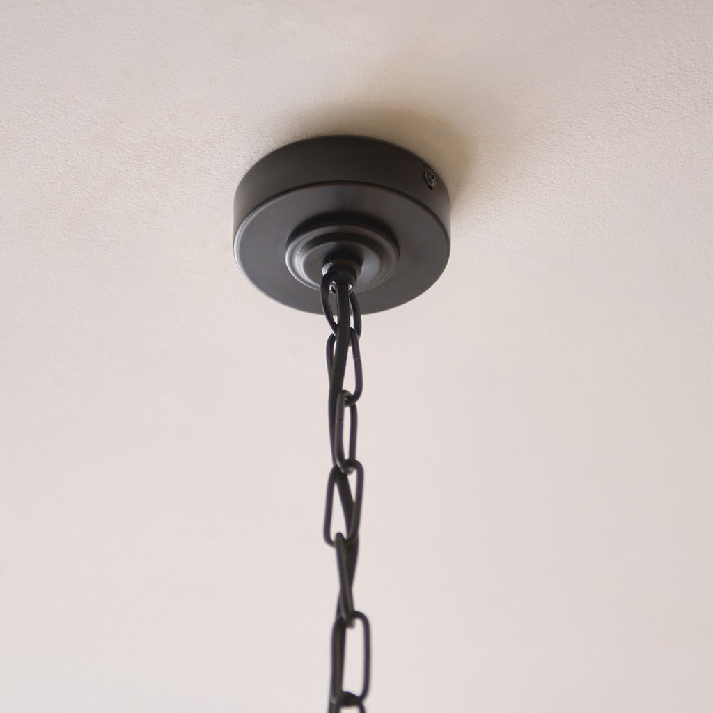Endon Sylvie 5 Light Pendant Light in Matt Black with Vintage White Cotton Shades