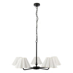 Endon Sylvie 5 Light Pendant Light in Matt Black with Vintage White Cotton Shades