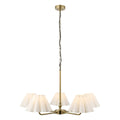 Endon Sylvie 5 Light Pendant Light in Antique Brass with Vintage White Cotton Shades
