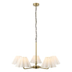 Endon Sylvie 5 Light Pendant Light in Antique Brass with Vintage White Cotton Shades