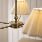 Endon Sylvie 5 Light Pendant Light in Antique Brass with Vintage White Cotton Shades