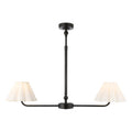 Endon Sylvie 2 Light Pendant Light in Matt Black with Vintage White Cotton Shades
