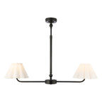 Endon Sylvie 2 Light Pendant Light in Matt Black with Vintage White Cotton Shades