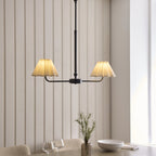 Endon Sylvie 2 Light Pendant Light in Matt Black with Vintage White Cotton Shades