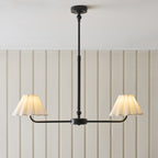 Endon Sylvie 2 Light Pendant Light in Matt Black with Vintage White Cotton Shades