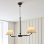 Endon Sylvie 2 Light Pendant Light in Matt Black with Vintage White Cotton Shades