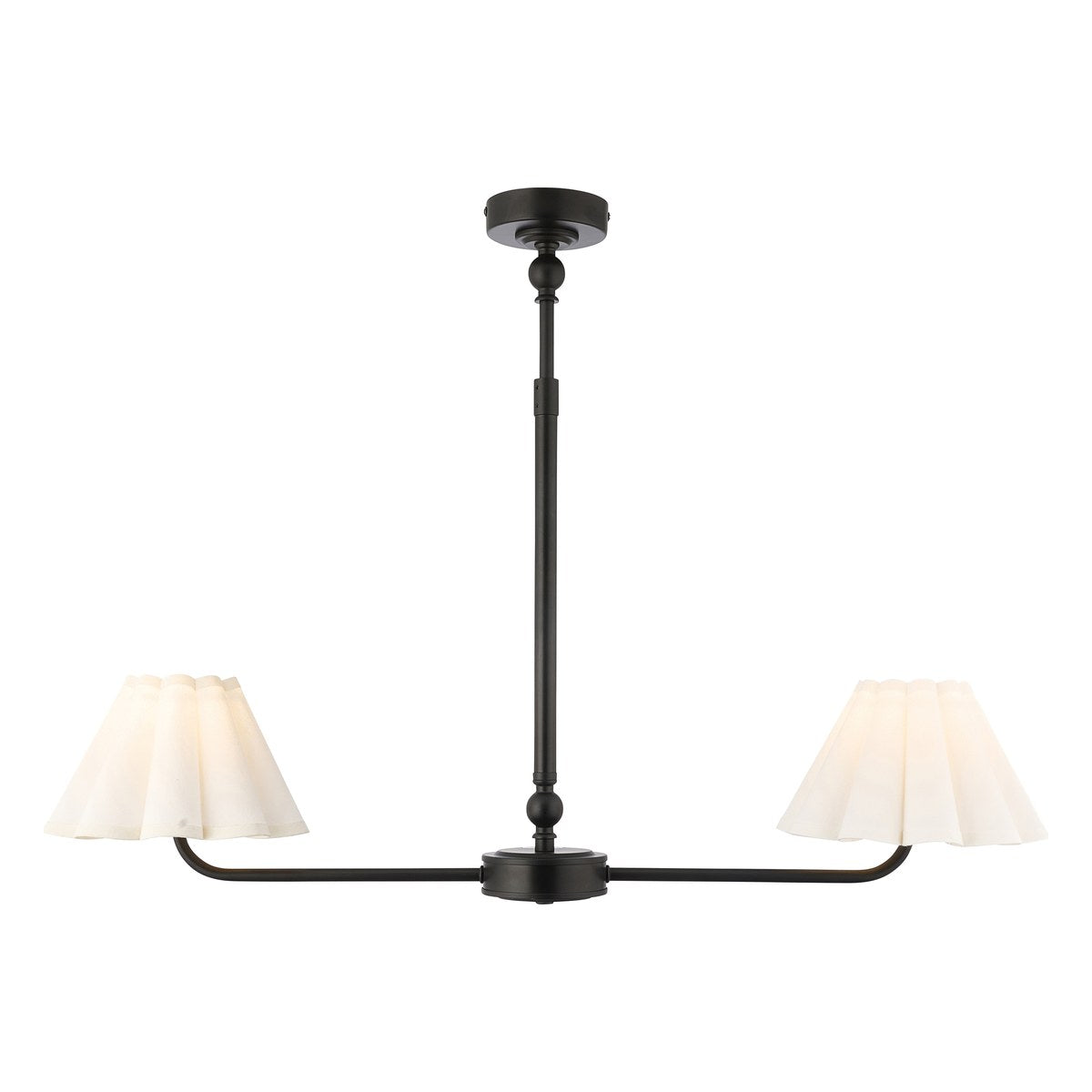 Endon Sylvie 2 Light Pendant Light in Matt Black with Vintage White Cotton Shades
