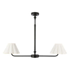 Endon Sylvie 2 Light Pendant Light in Matt Black with Vintage White Cotton Shades