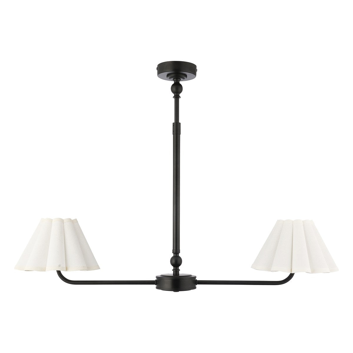 Endon Sylvie 2 Light Pendant Light in Matt Black with Vintage White Cotton Shades