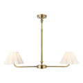 Endon Sylvie 2 Light Pendant Light in Antique Brass with Vintage White Cotton Shades
