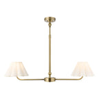 Endon Sylvie 2 Light Pendant Light in Antique Brass with Vintage White Cotton Shades